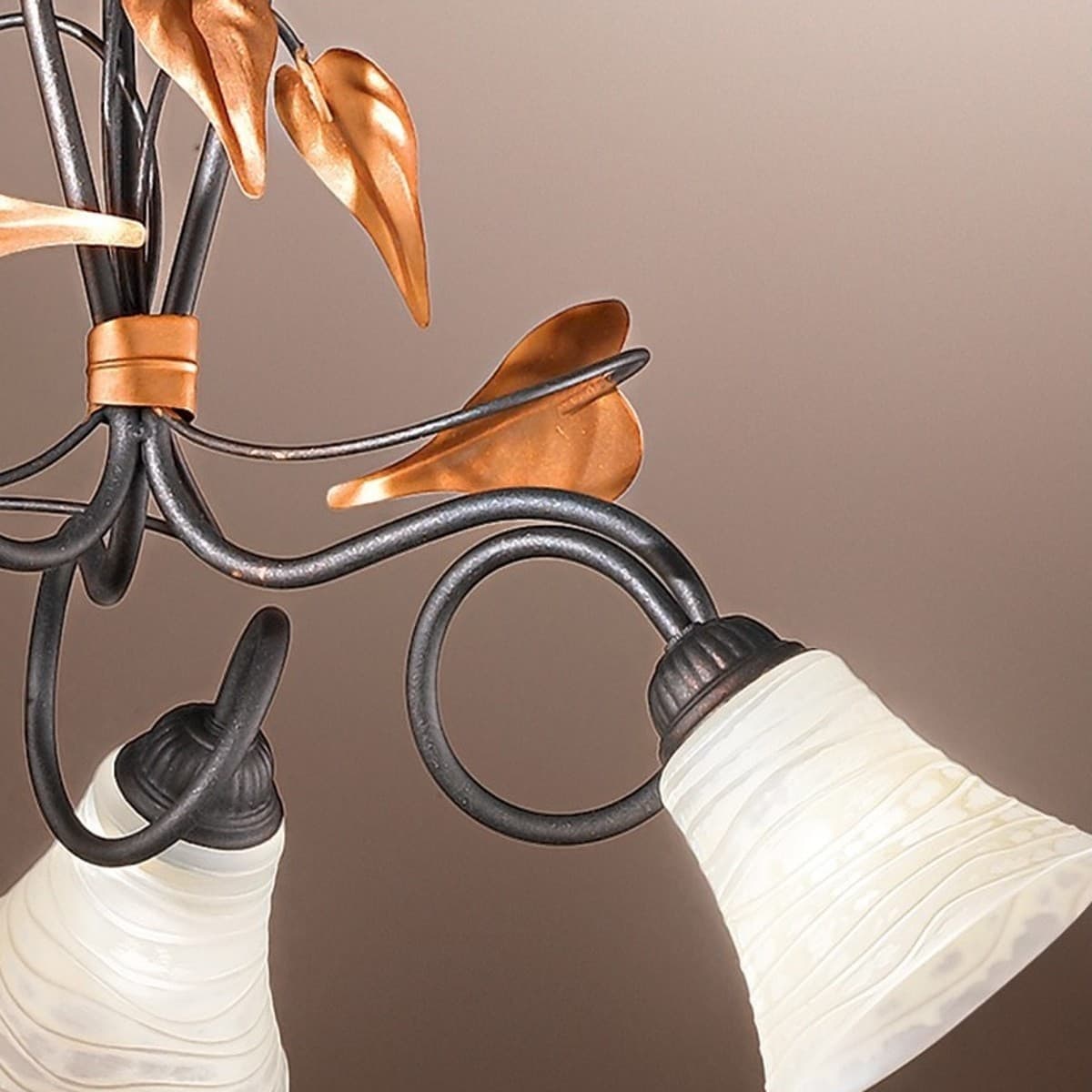 Lampadario classico Due P illuminazione TOSCA S5 E14 LED metallo vetro bianco paglierino - 6