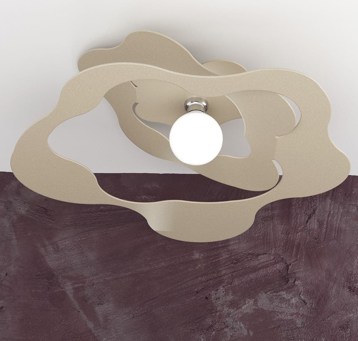 Plafoniera  Top Light RIPPLES 1158 PL70 E27 LED metallo lampada soffitto ultramoderna – Sabbia – letto
