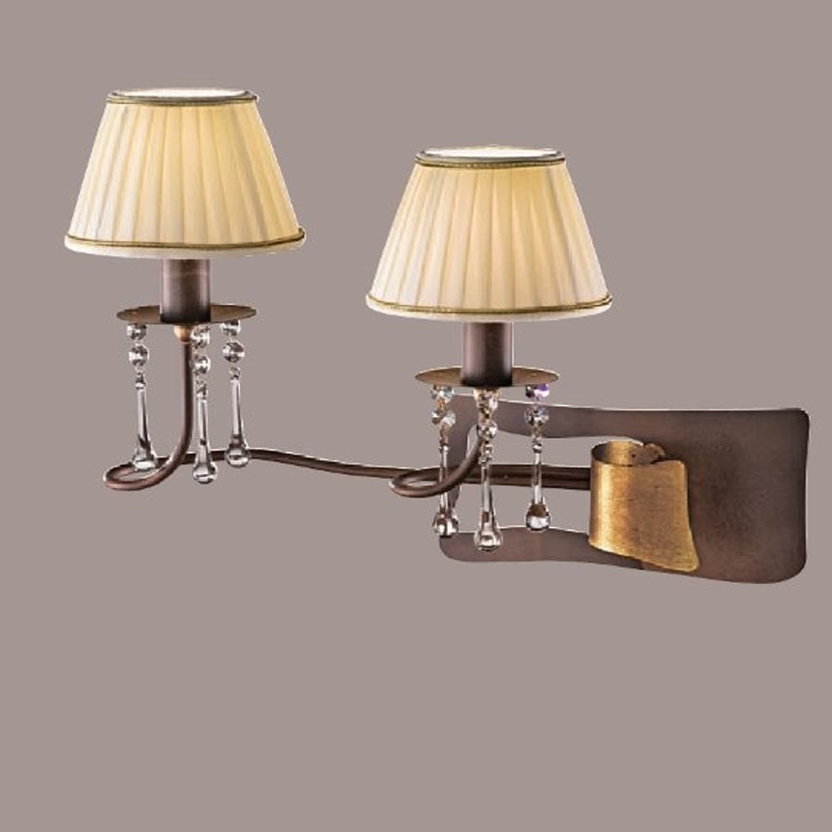 Applique classico FALB illuminazione ATHENE AH31 E14 LED metallo tessuto lampada parete - 8