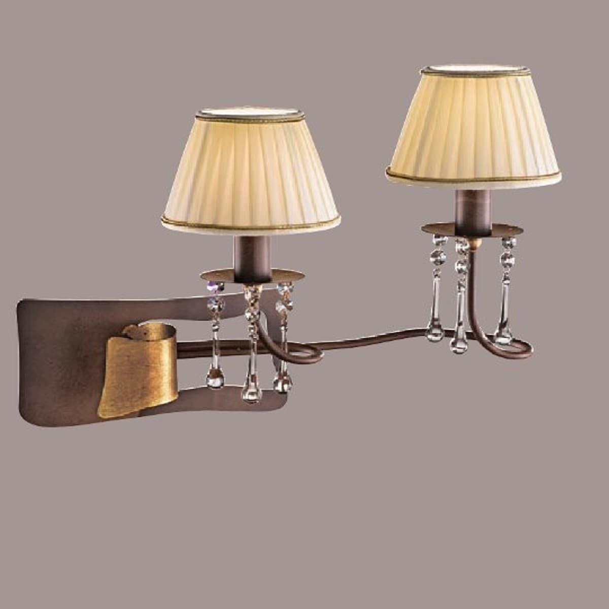 Applique classico FALB illuminazione ATHENE AH31 E14 LED metallo tessuto lampada parete - 7