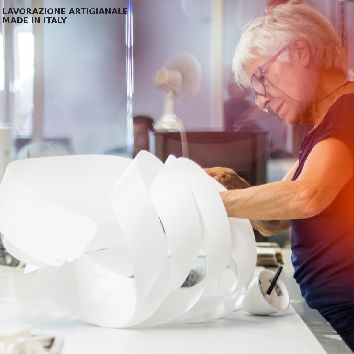 Lampadario moderno Linea Zero FLAT S E27 LED polilux bianco sospensione camerette - 8