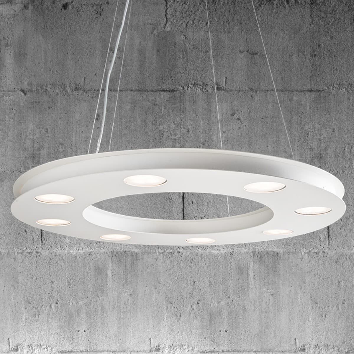 Lampadario moderno Illuminando UFO SP 8+4 GX53 LED sospensione metallo bianco sabbia tondo – industriale
