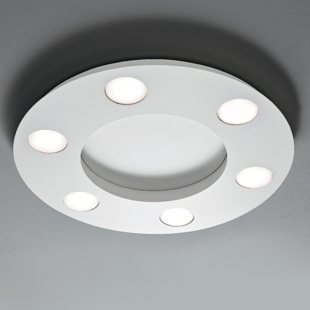 Plafoniera moderna Illuminando UFO PL6 GX53 LED lampada soffitto metallo bianco sabbia tonda - 6
