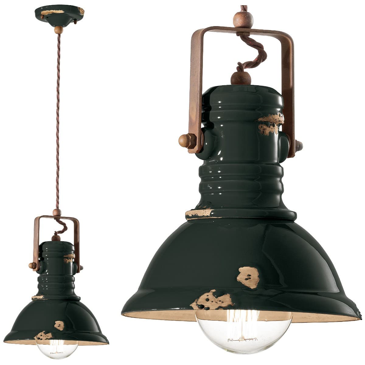 Lampadario rustico Ferroluce Retrò INDUSTRIAL C1691 E27 LED ceramica sospensione - 22