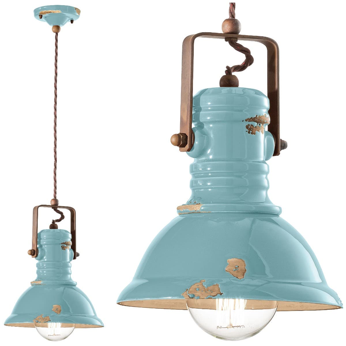 Lampadario rustico Ferroluce Retrò INDUSTRIAL C1691 E27 LED ceramica sospensione - 20