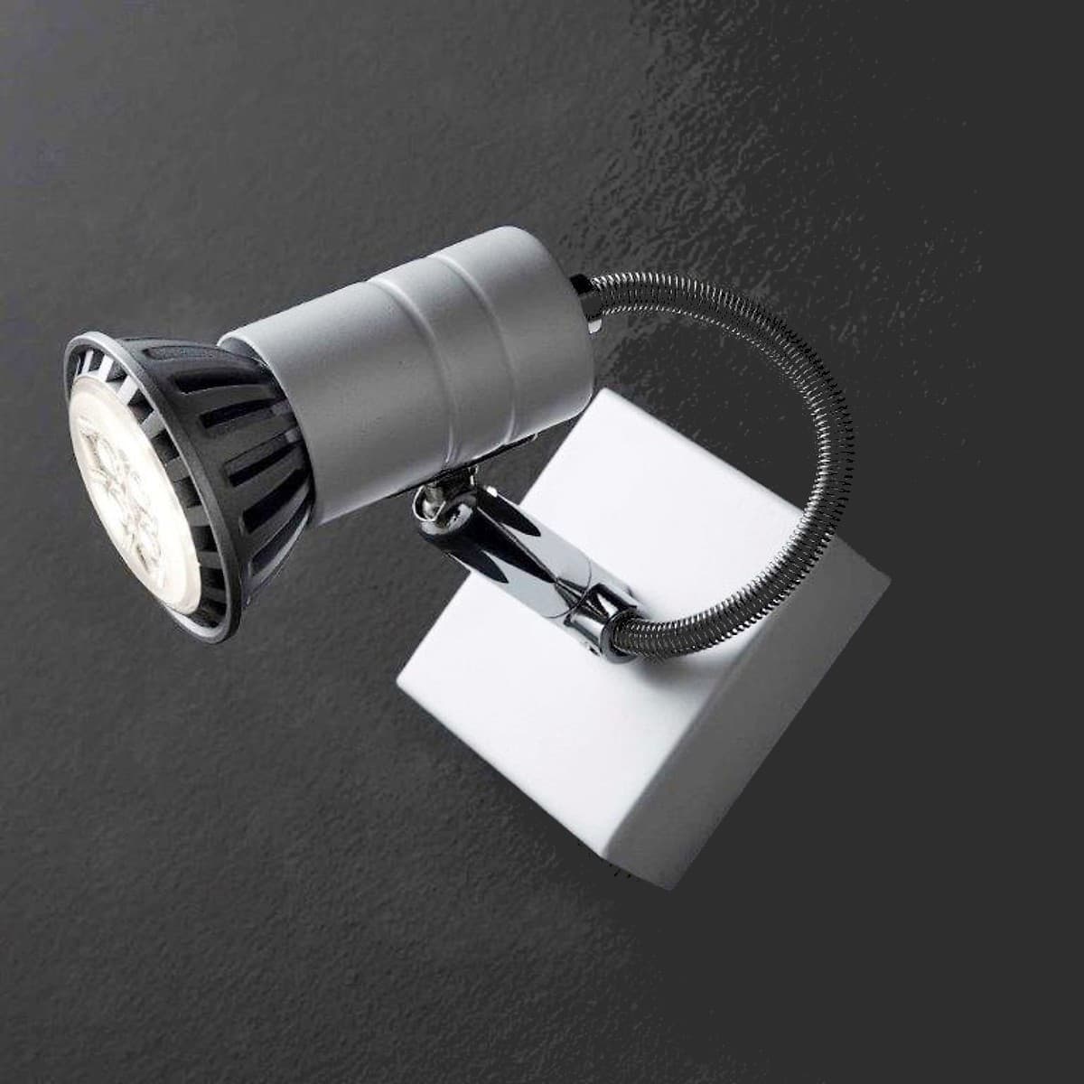 Spot Illuminando ZELIG 1 GU10 LED 7W 3000°K faretto metallo cromo bianco orientabile moderno interno - 7