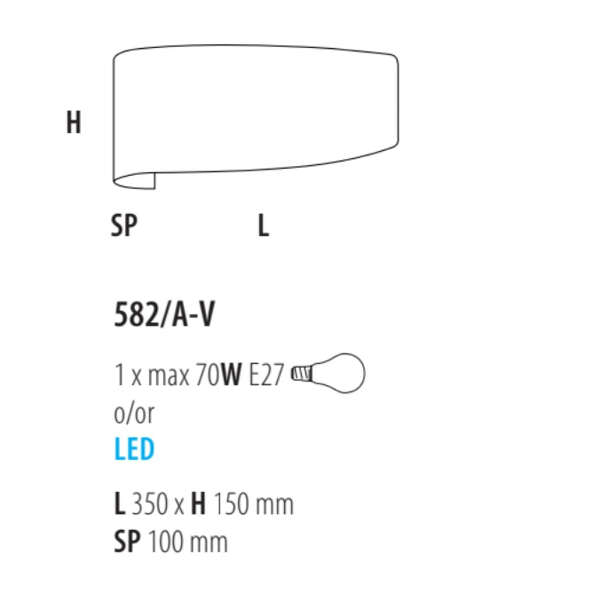Applique moderna Fratelli Braga VIRGOLA 582 AV E27 LED vetro biemissione - 7