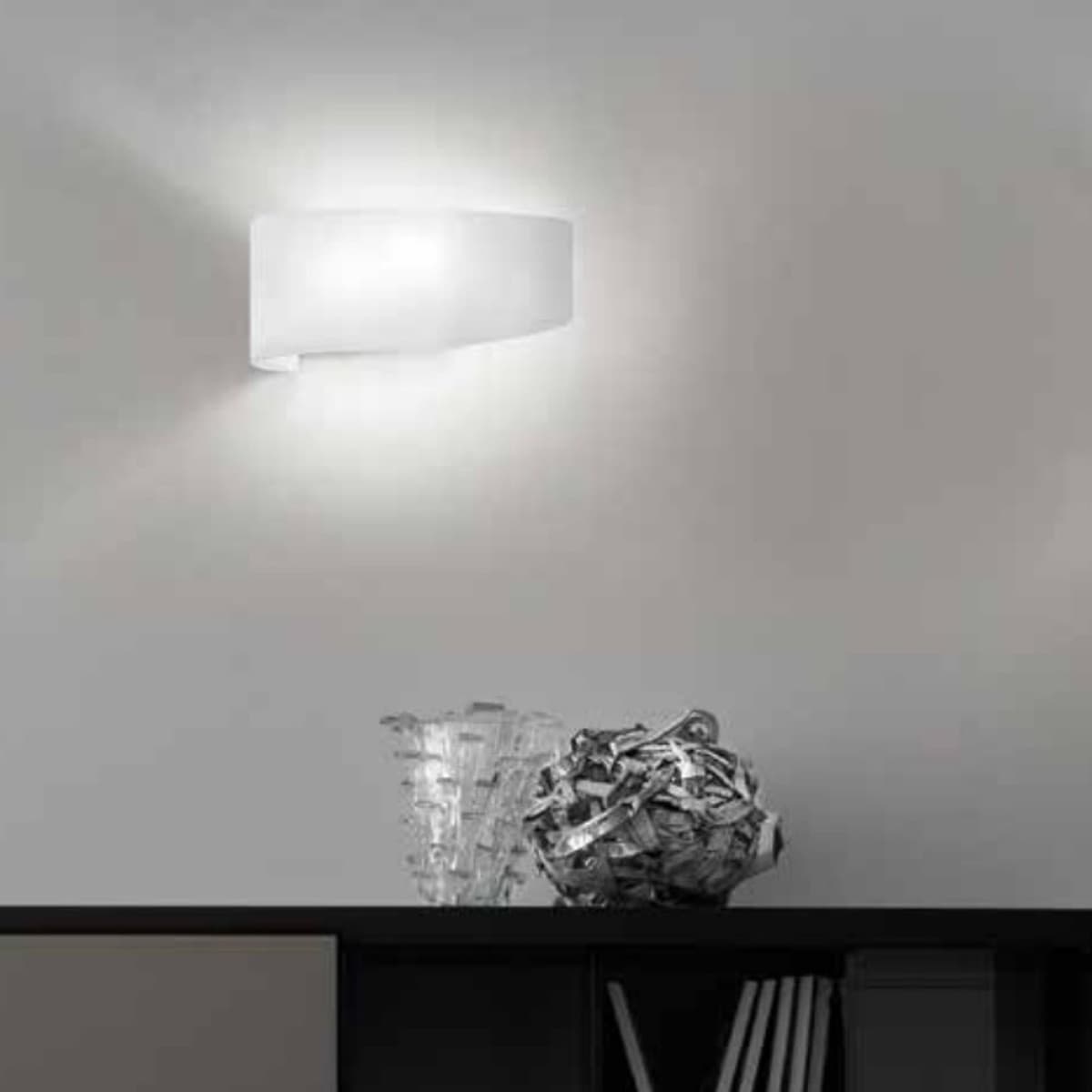 Applique moderna Fratelli Braga VIRGOLA 582 AV E27 LED vetro biemissione - 6