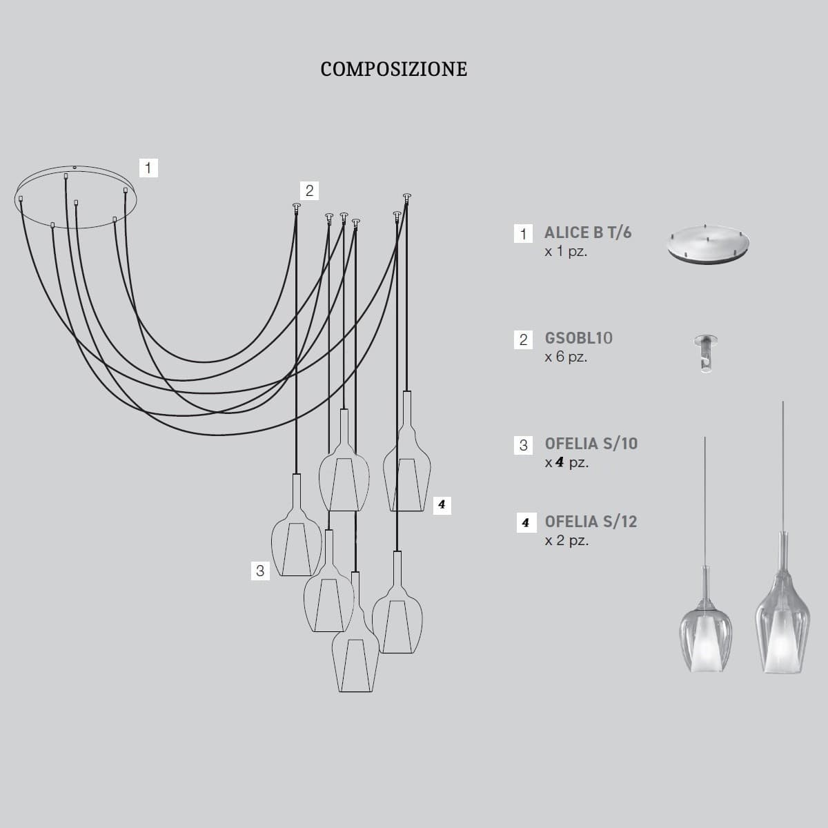 Sospensione ragnatela vetro Gea Luce OFELIA S E27 LED lampada soffitto multiluce - 14