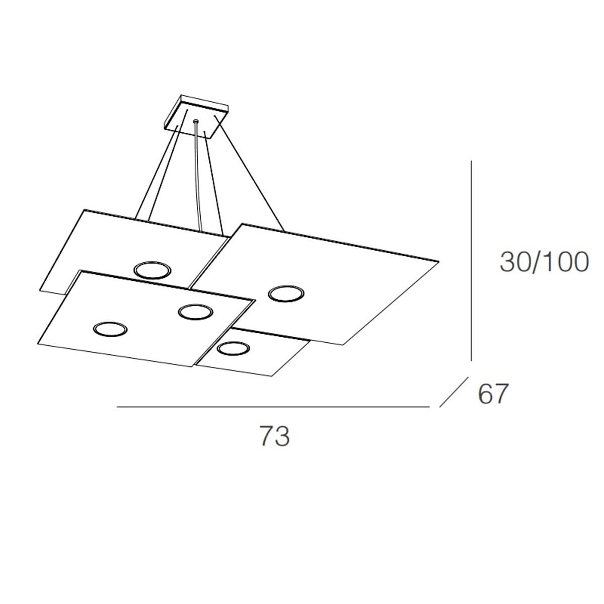 Lampadario moderno Top Light PLATE 1129 S5 Gx53 LED metallo monoemissione sospensione - 12
