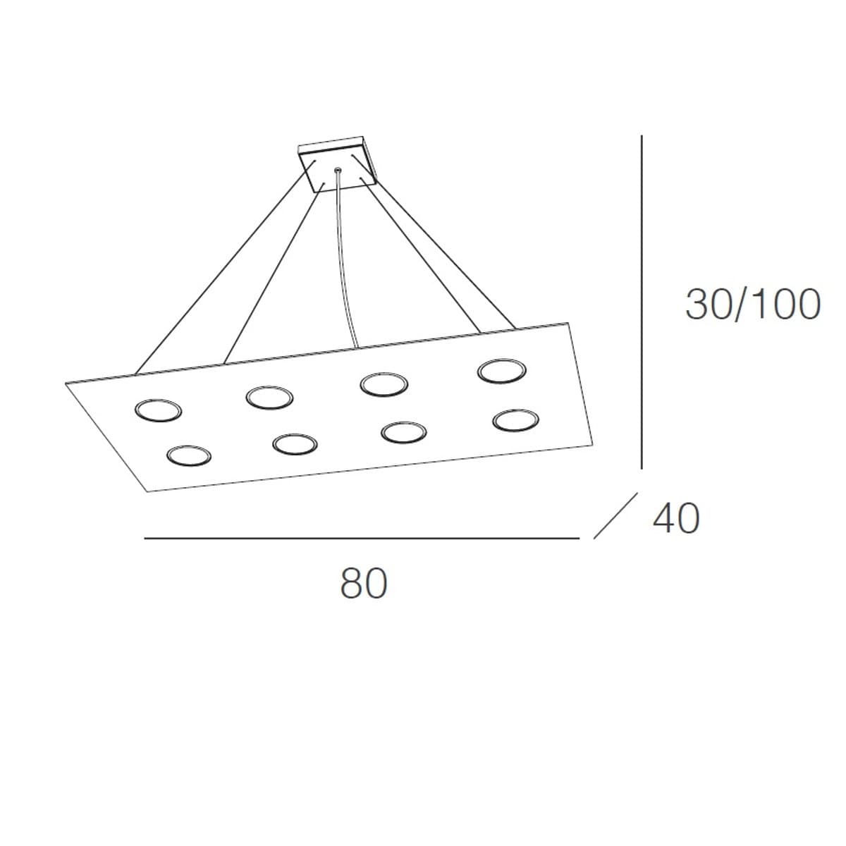Lampadario moderno Top Light AREA 1127 S8 R Gx53 LED monoemissione metallo sospensione - 7