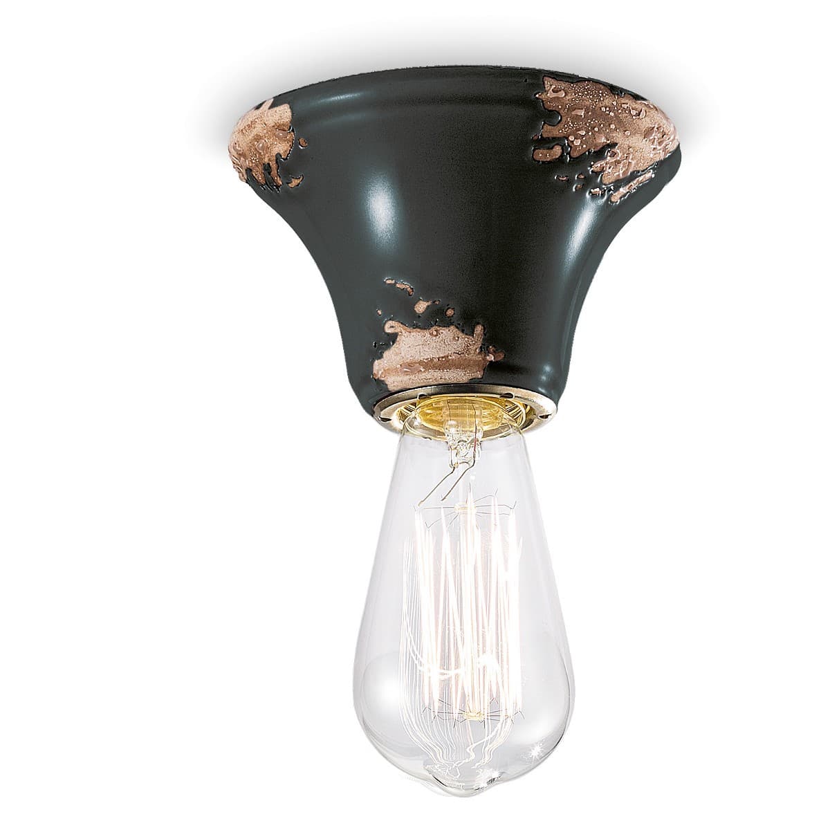 Plafoniera rustica Ferroluce Retrò VINTAGE C133 E14 LED ceramica lampada soffitto - 20
