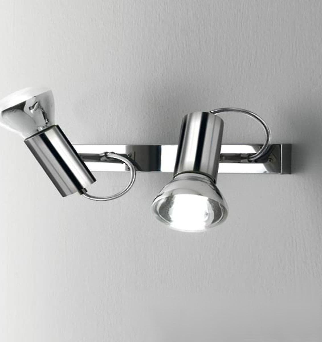 Binario Illuminando MAGNUM 2 LED E27 R80 10W 3000°K spot orientabile moderno metallo cromo bianco interno – Cromo lucido –