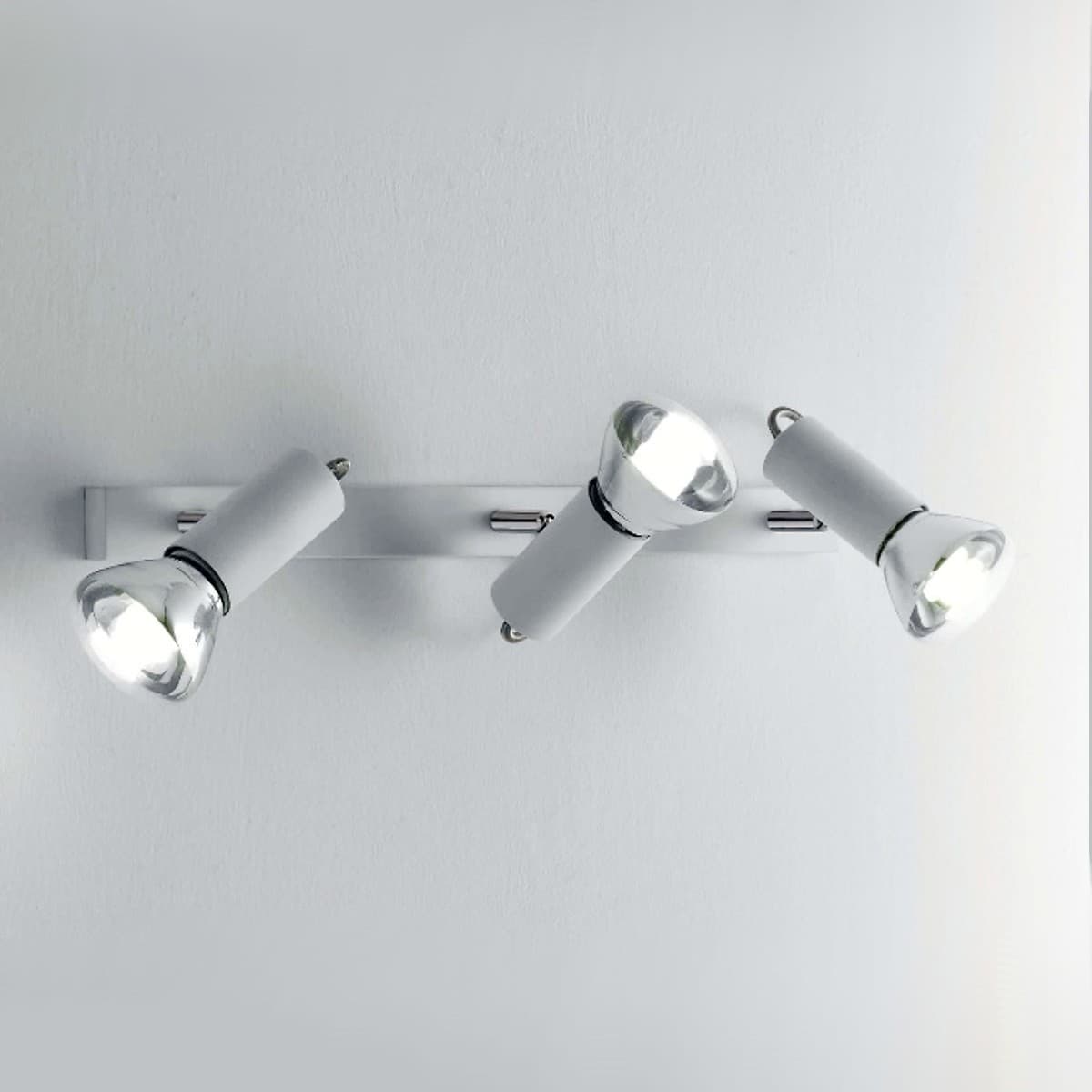 Binario Illuminando MAGNUM 3 LED E27 R80 10W 3000°K spot orientabile moderno metallo cromo bianco interno - 10