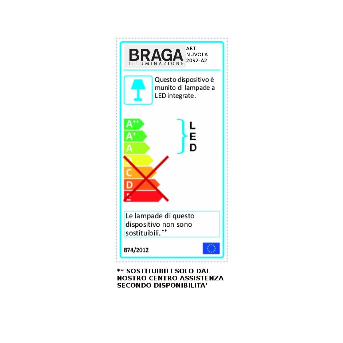 Applique moderna Fratelli Braga NUVOLA 2092 A2 LED metacrilato orientabile - 10