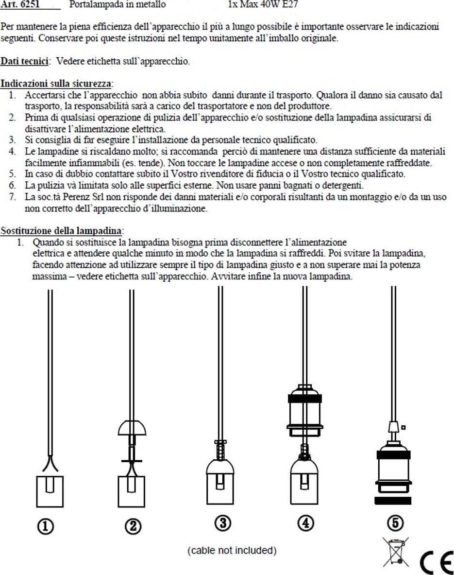 Portalampada metallo Perenz 6251 E27 LED moderno bianco opaco nero opaco cromo lucido cromo spazzolato interno – elettronica