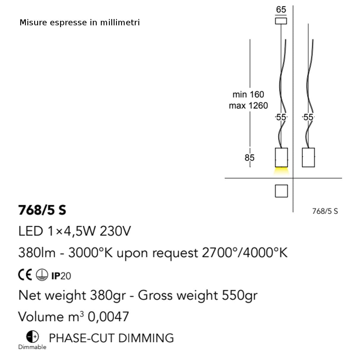 Lampadario moderno Cattaneo illuminazione CUBICK 768 5S LED dimmerabile metallo - 10