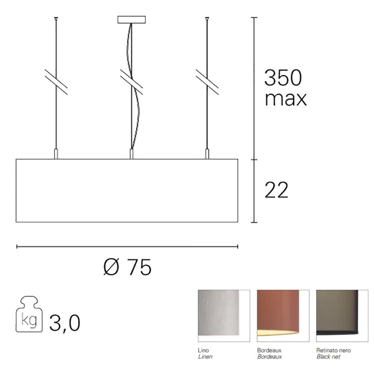 Lampadario moderno Pan International SATURNO 75 E27 LED sospensione - 10