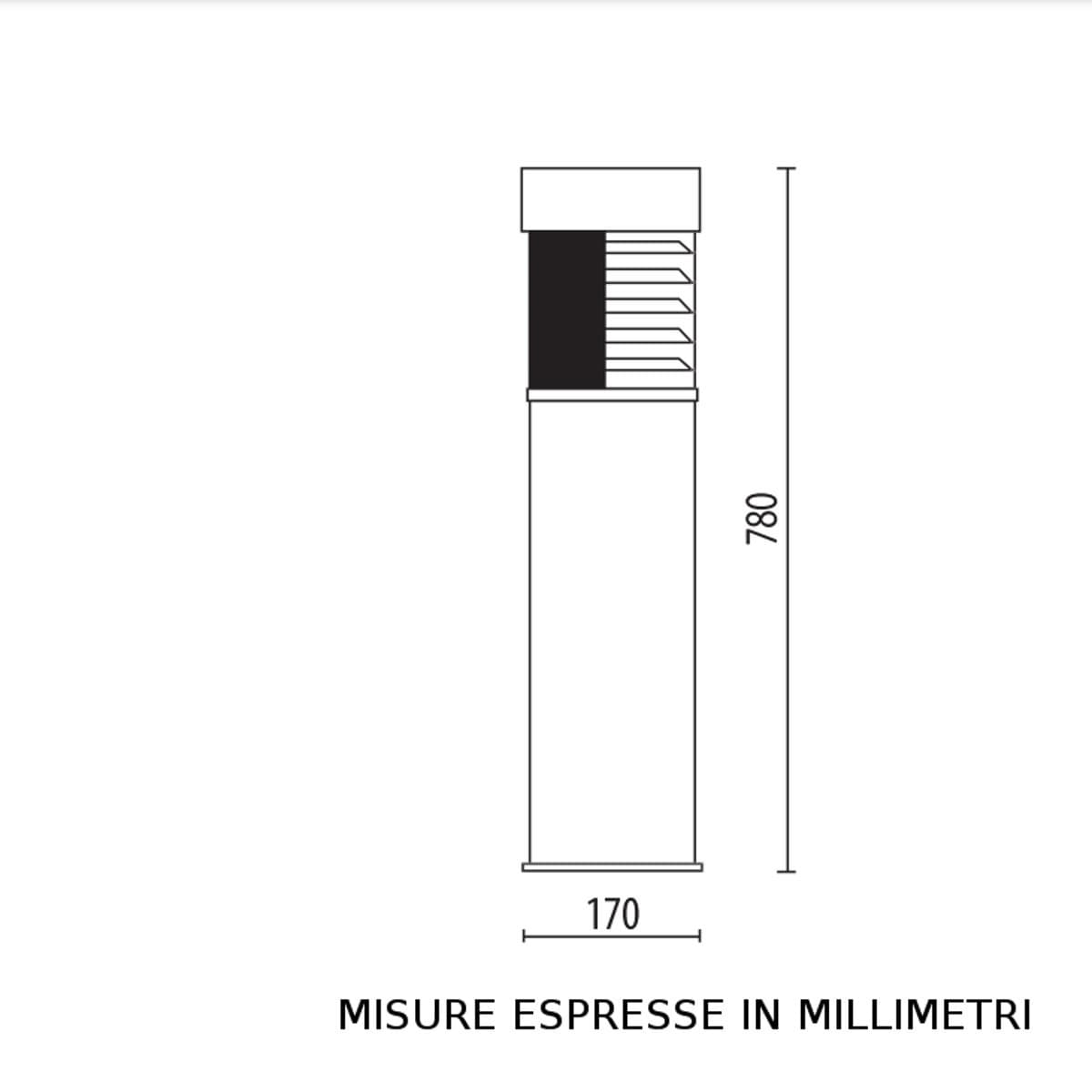 Lampioncino moderno Lampadari Bartalini BOLLARD 80 HALF E27 LED duralighting lampada terra - 6