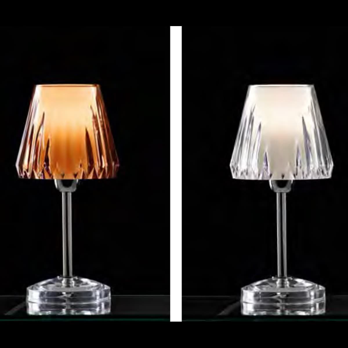 Abat-jour moderno Illuminando GAIA LU LED lampada tavolo acrilico tortora viola trasparente interno E14 - 9