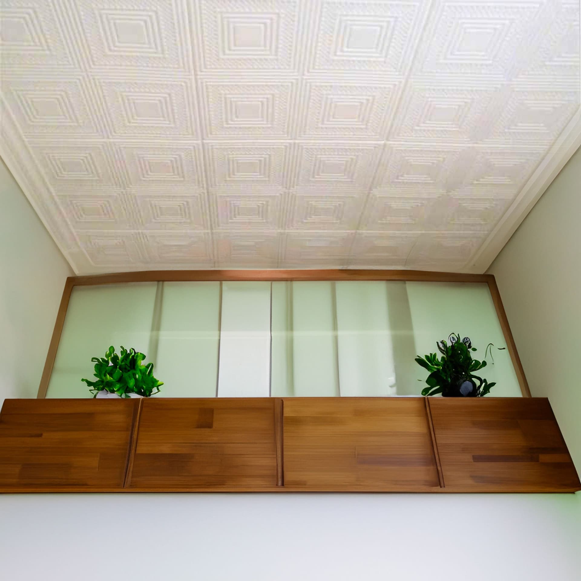 10 o 20mq (40 oppure 80 pezzi) di pannello decorativo a soffitto in polistirene compatto 50x50cm (spess. 1cm) EVORA Eternal Parquet
