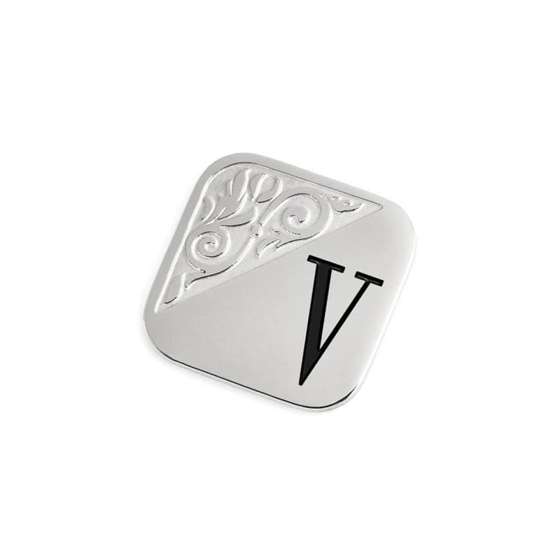 Marlù  Piastrina quadrata per anello con lettera V changy