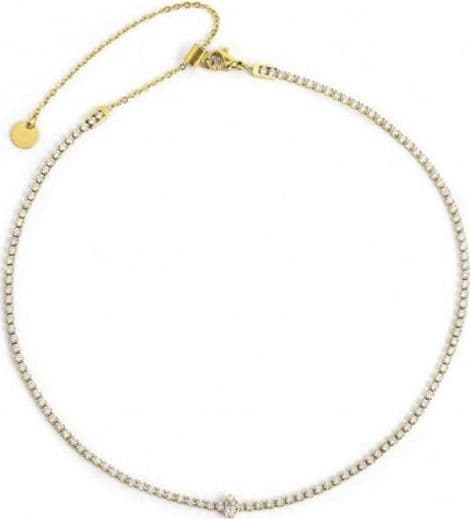 MARLU’ - COLLANA TENNIS CHOKER ZIRCONI E BAGUETTE CENTRALE PVD ORO - 2