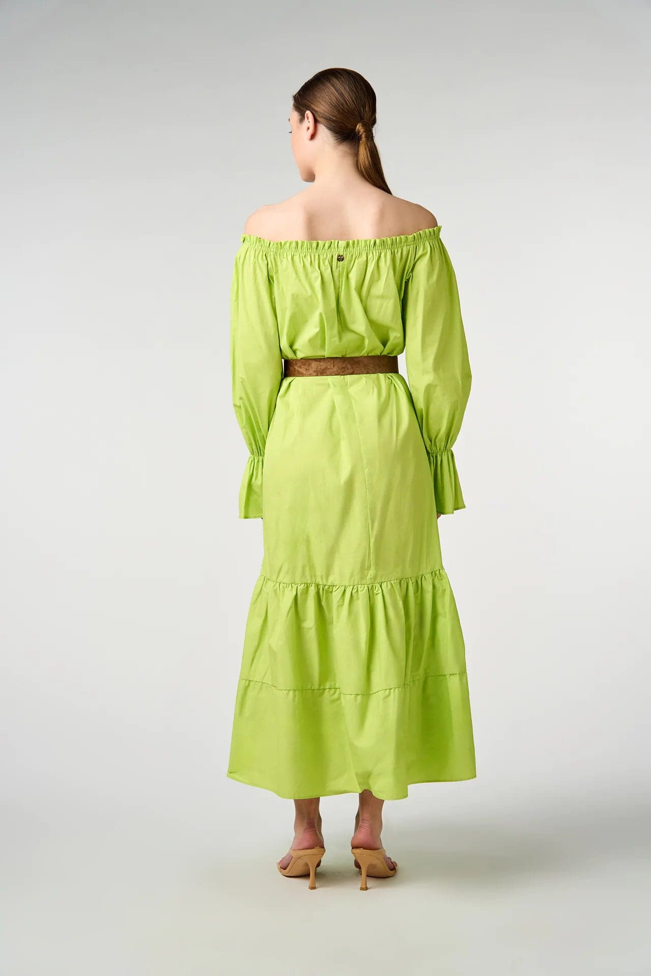 Abito lungo lime con cintura - 2