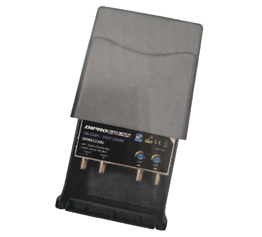 Amplificatore da palo 20dB regolabile con filtro LTE 5G 2 Ingressi / 2 Uscite DIPROGRESS DPMA2220U - 3