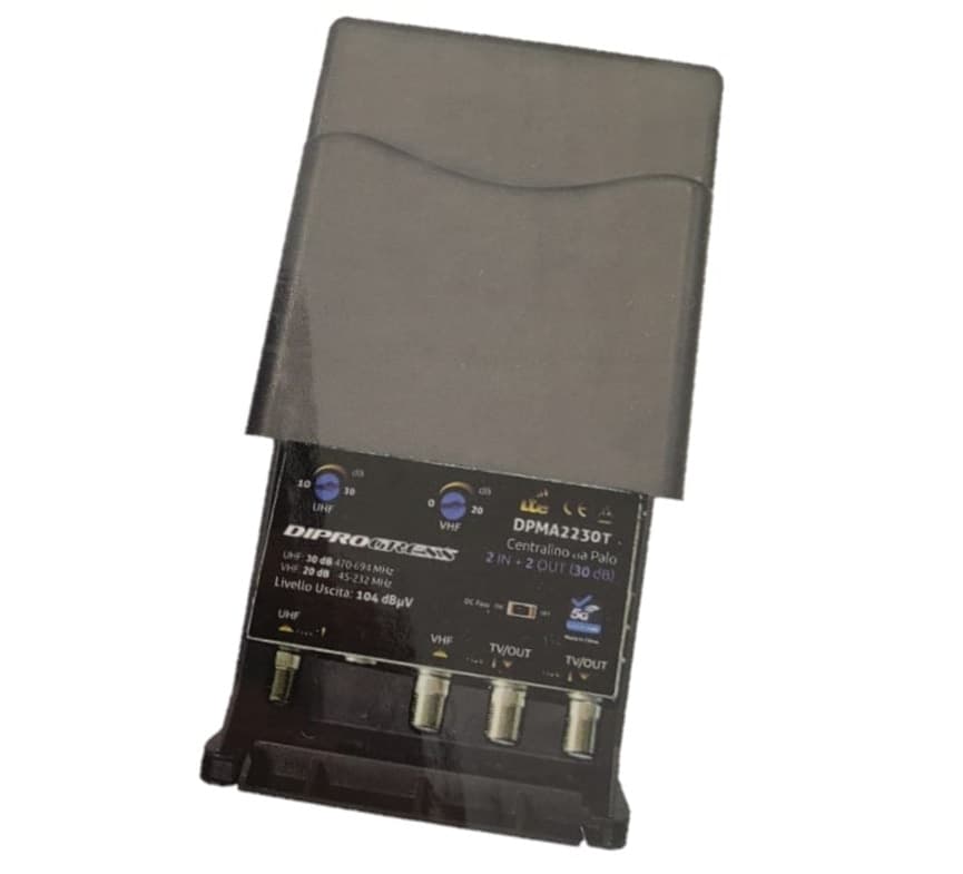 Amplificatore da palo 30dB regolabile con filtro LTE 5G 2 Ingressi / 2 Uscite DIPROGRESS DPMA2230T - 3