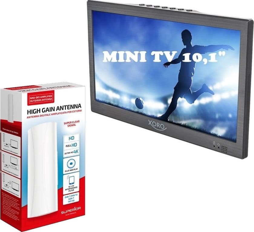 Televisore portatile LED 10,1" Pollici HD XORO PTL 1015 V2 DVB-T2 H.265/HEVC 10 bit con Antenna Digitale Terrestre Amplificata per esterni NAO-001 SUPERIOR - 9