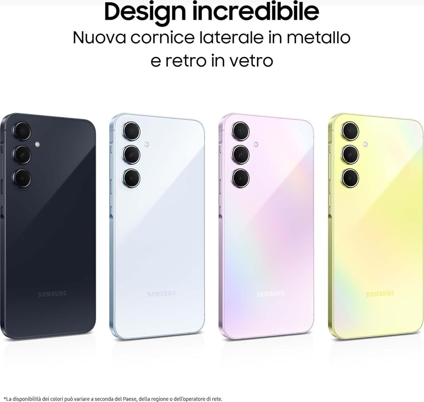 Samsung Galaxy A55 5G 8Gb Ram 128Gb Dual Sim Awesome Lemon + Cover Clear Case Omaggio - 3