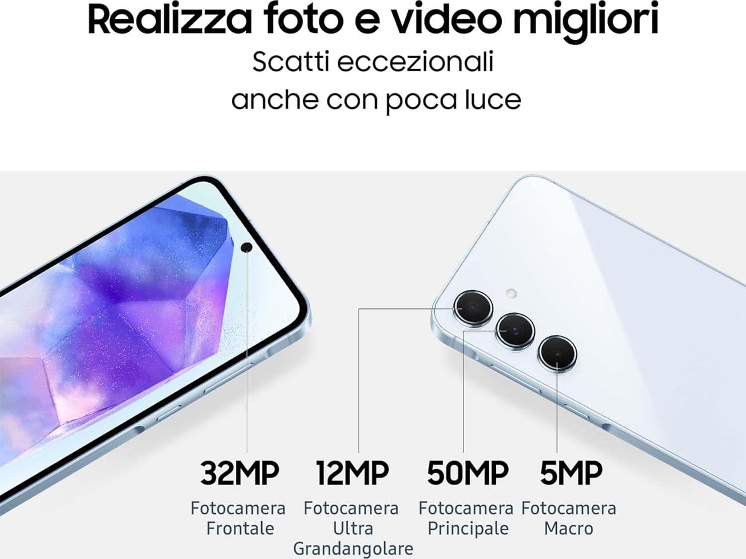 Samsung Galaxy A55 5G 8Gb Ram 128Gb Dual Sim Awesome Lemon + Cover Clear Case Omaggio - 7