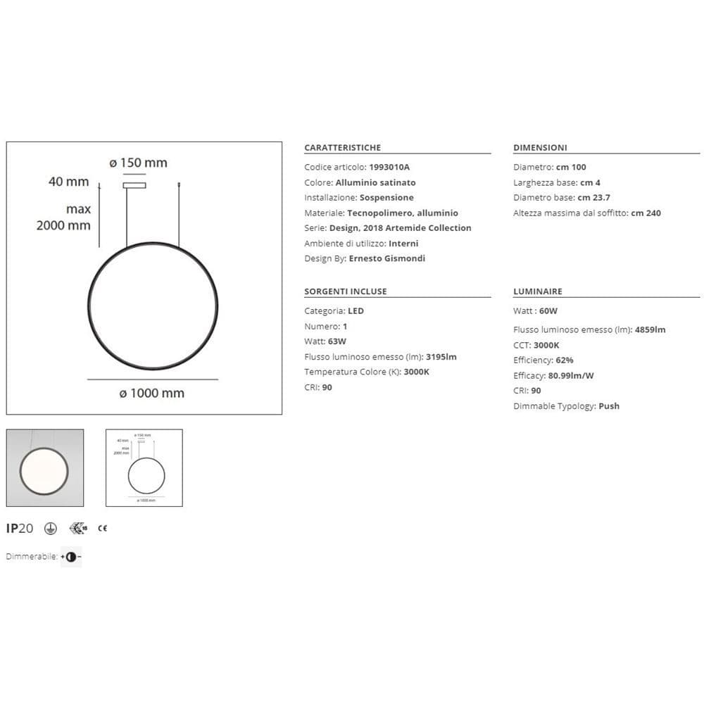 Artemide Discovery Vertical 100 Lampada a Sospensione - 2