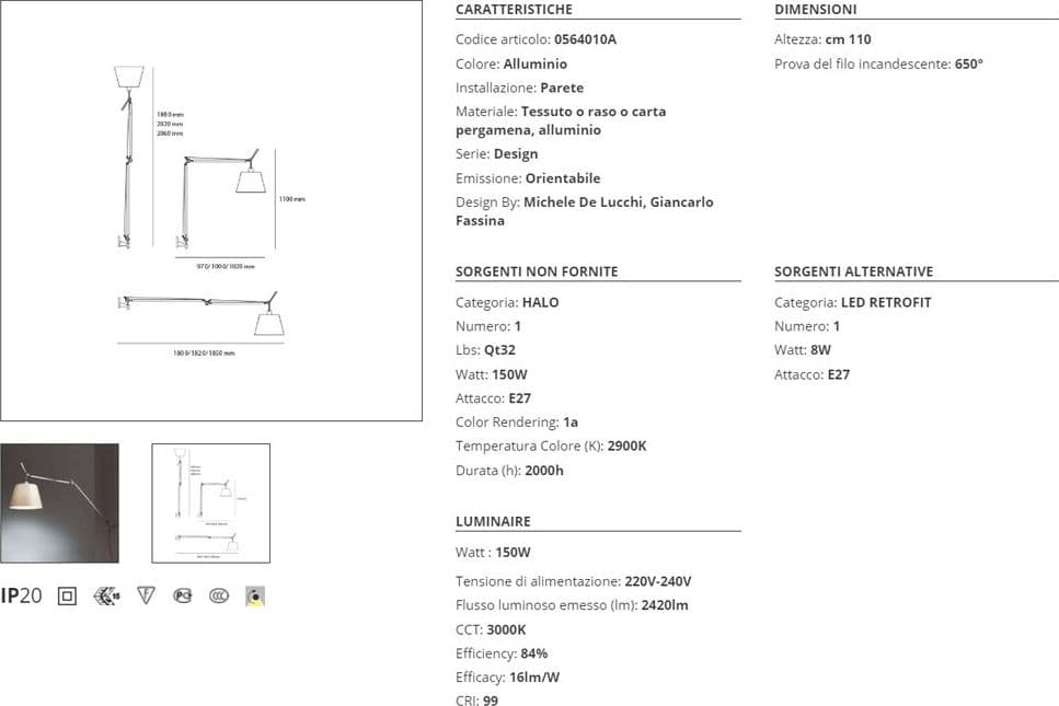 Artemide Tolomeo Mega Pergamena Lampada da Parete - 2