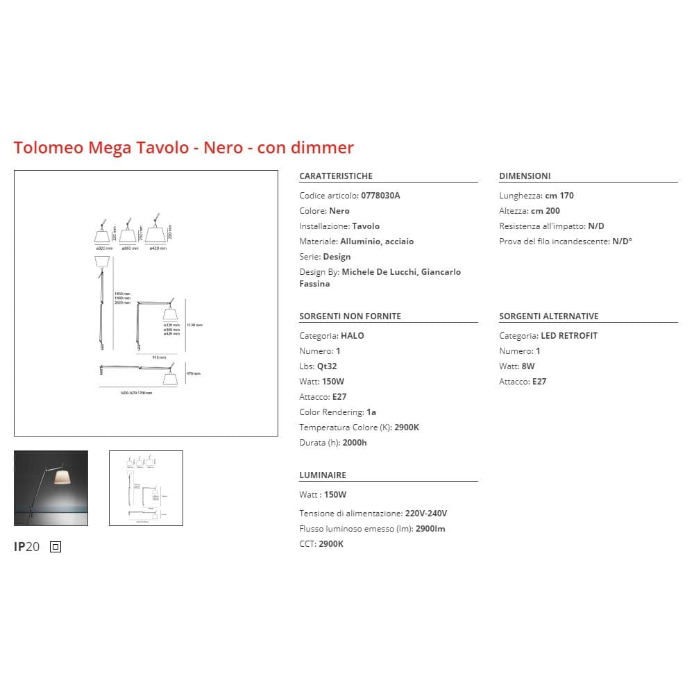 Artemide Tolomeo Mega Tavolo – Dimmerabile - 2