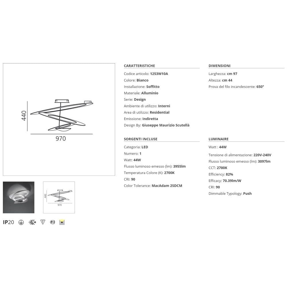 Lampada da soffitto LED Artemide Pirce 2700K Bianco - 2