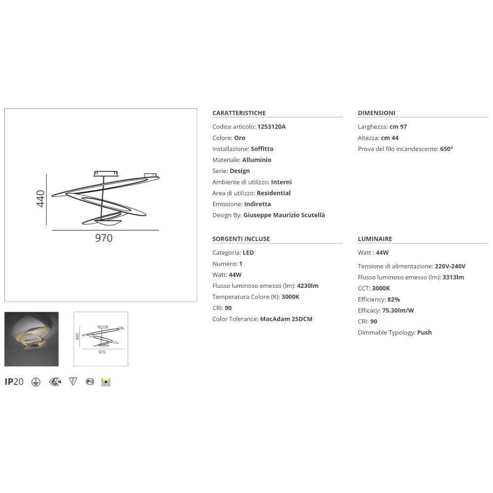 Lampada da soffitto LED Artemide Pirce 3000K Oro - 2