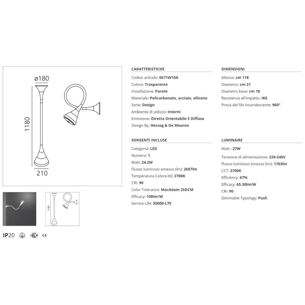 Artemide Pipe parete LED 2700K - 2