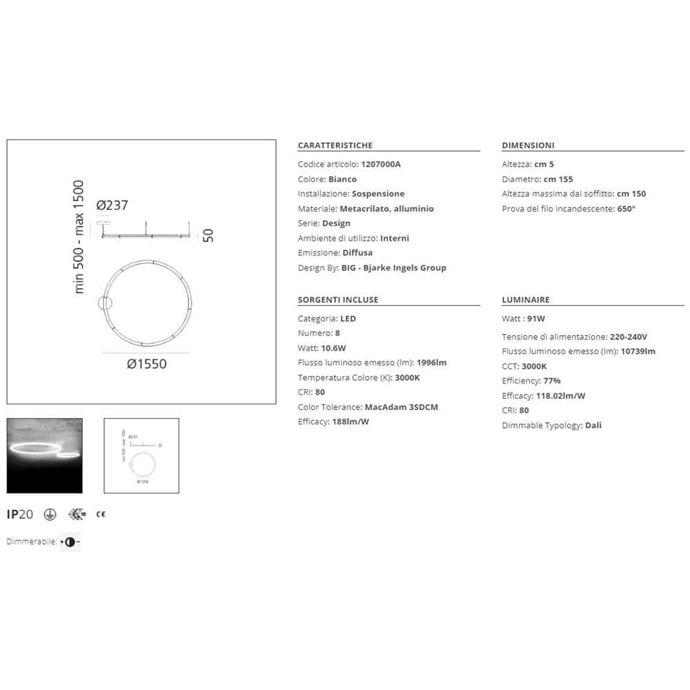 Artemide Alphabet of Light Circular 155 Lampada a Sospensione - 2