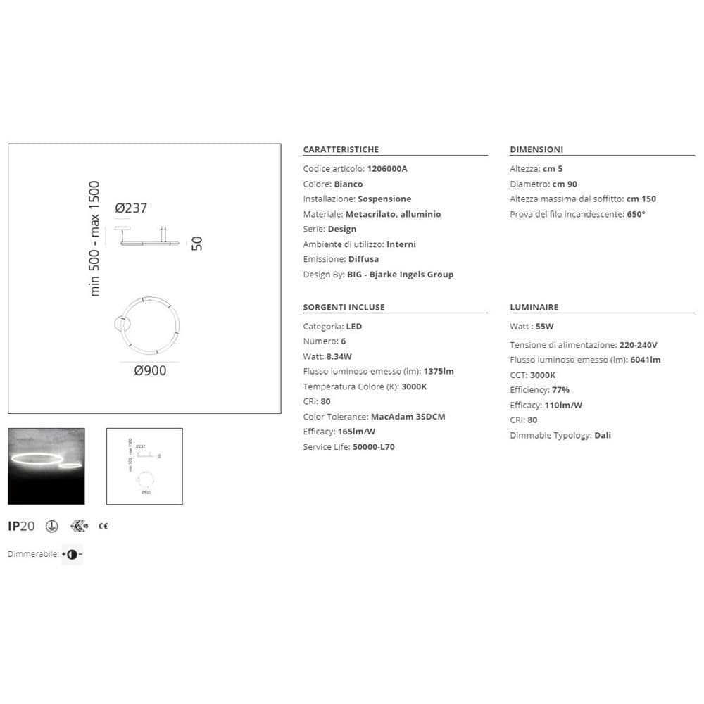 Artemide Alphabet of Light Circular 90 Lampada a Sospensione - 2