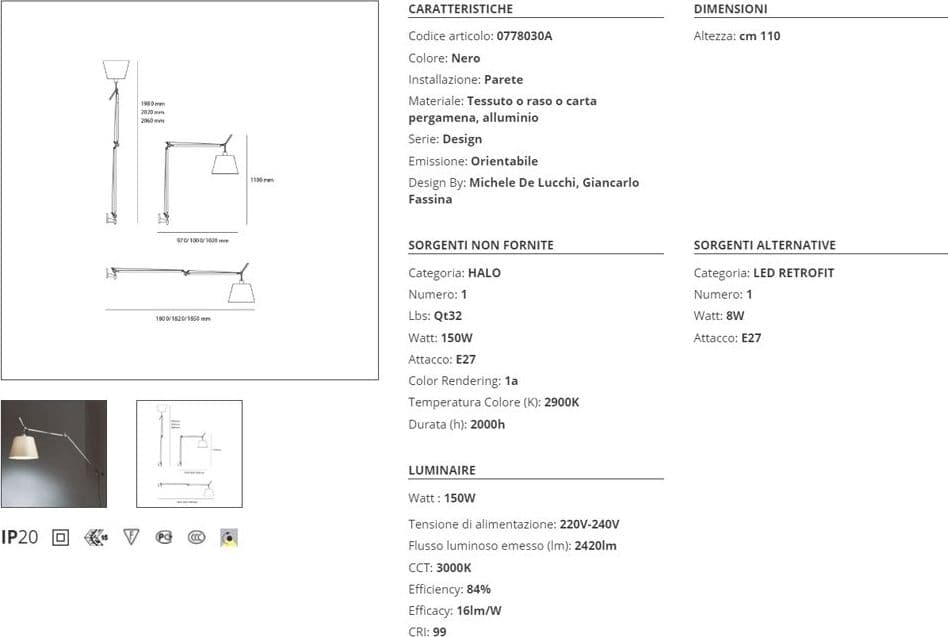 Artemide Tolomeo Mega Wall Dimmer Nero - 2