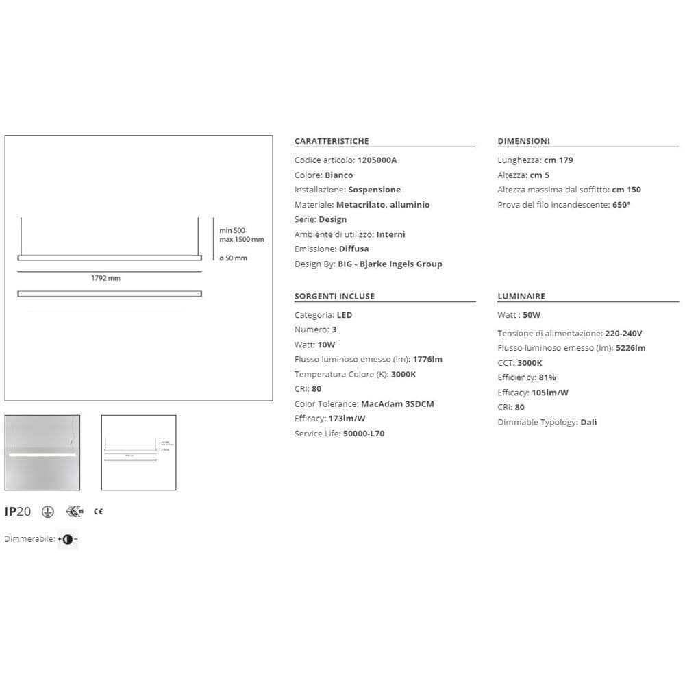 Artemide Alphabet of light linear 180 lampada a sospensione - 2