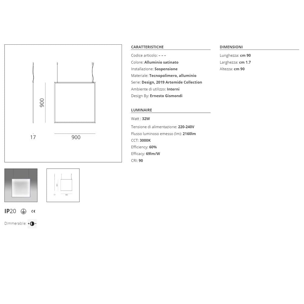Artemide Discovery Space Square Lampada a sospensione - 2