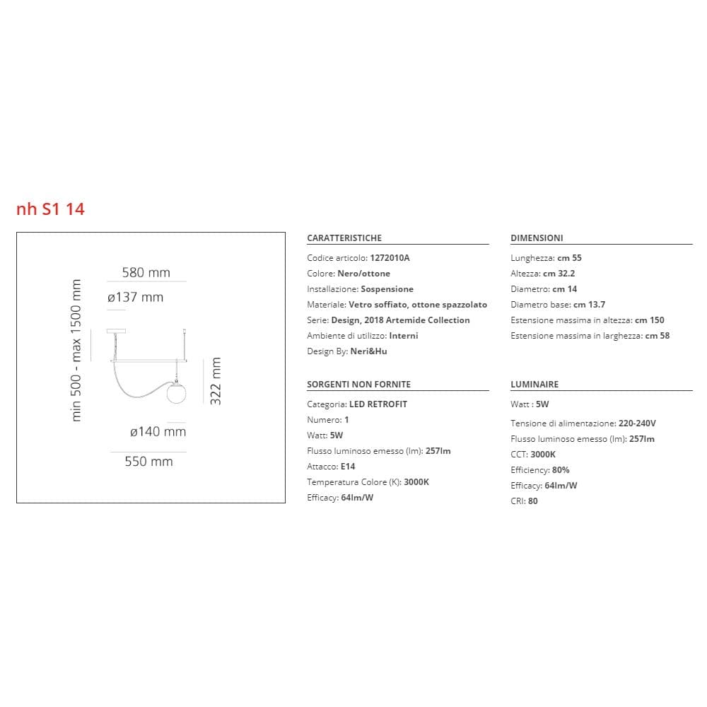Lampada a sospensione Artemide NH S1 14 - 2