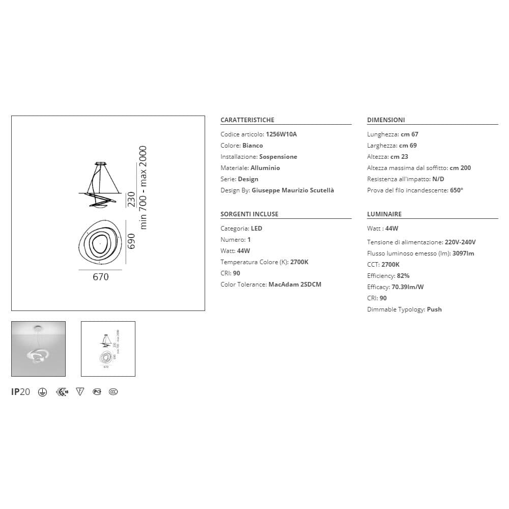 Lampada a sospensione Artemide Pirce Mini LED 2700K Bianco - 2