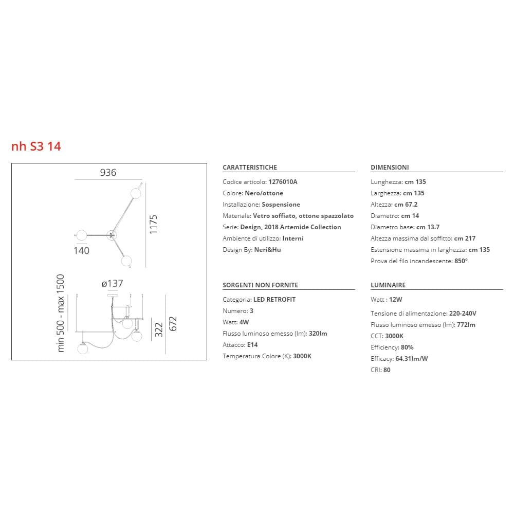 Lampada a sospensione Artemide NH S3 14 - 2
