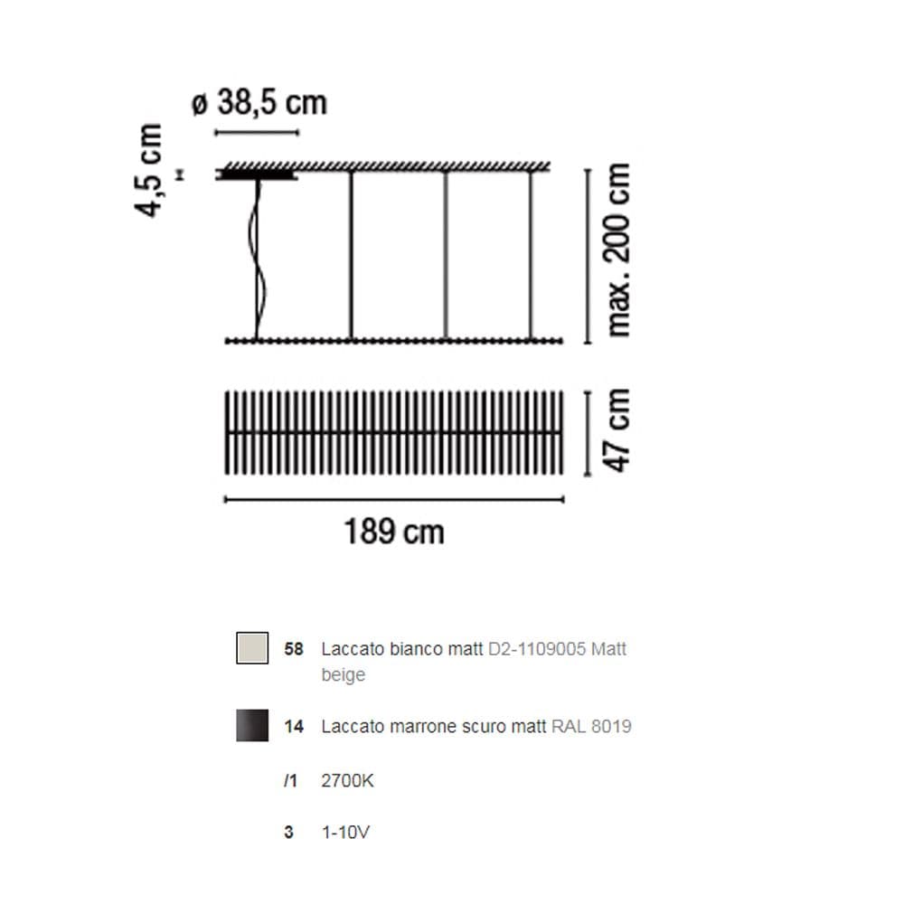 Lampada a sospensione Vibia Rhythm horizontal 189cm - 2