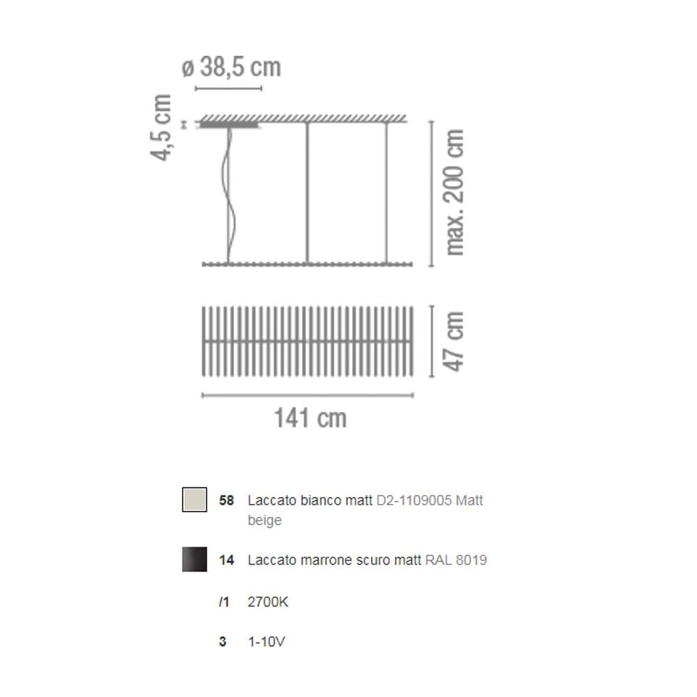 Lampada a sospensione Vibia Rhythm horizontal 141cm - 2