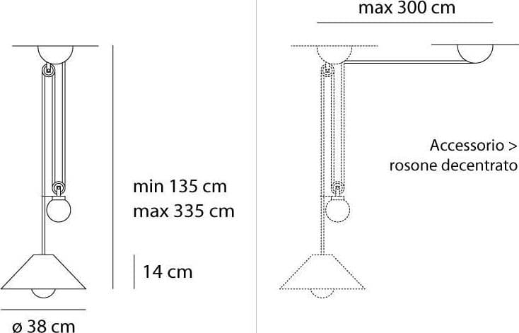 Artemide Aggregato Saliscendi bianco diametro 380mm cono opalino - 2